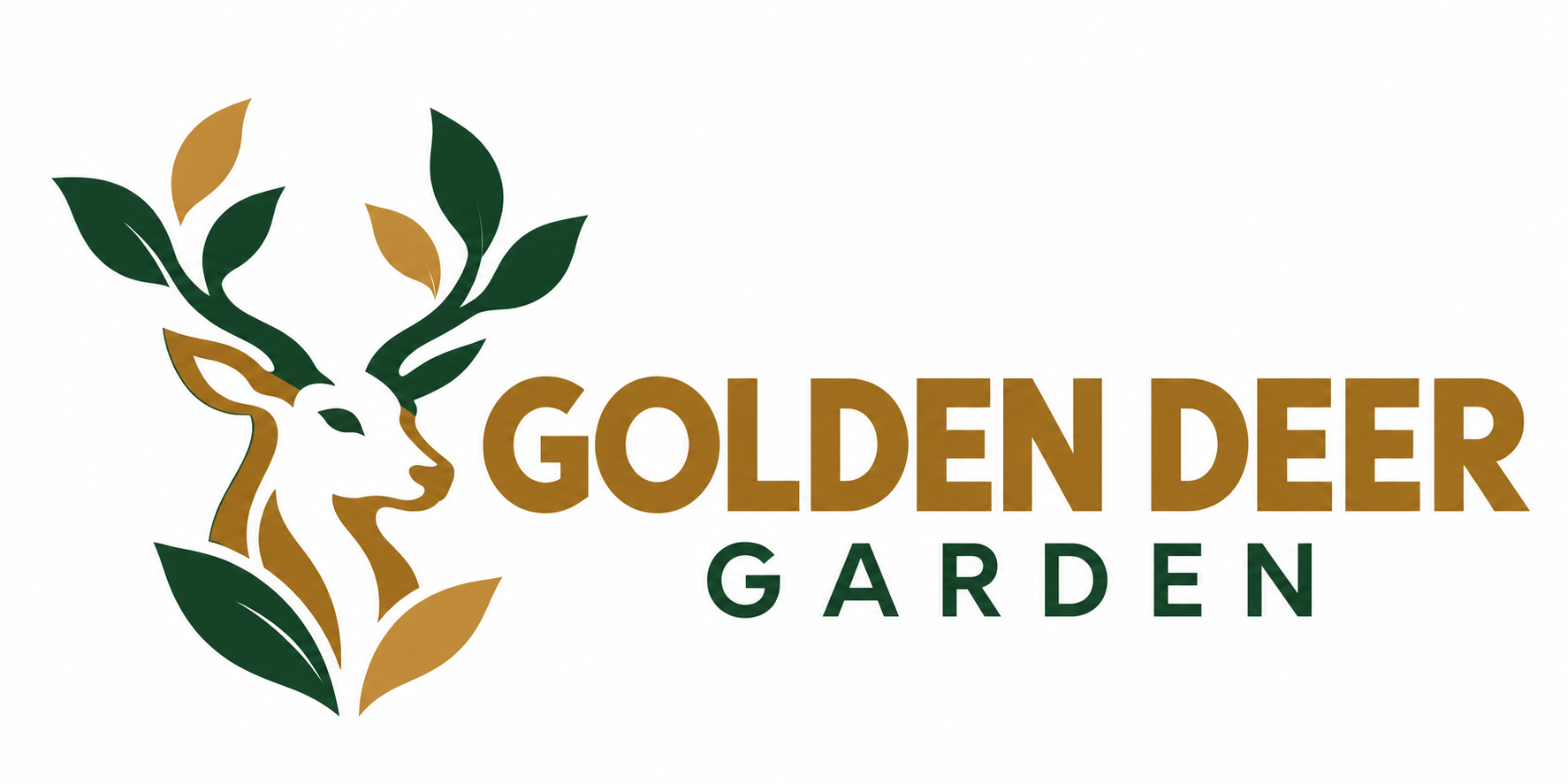 Golden Deer Garden — gold and green deer logo